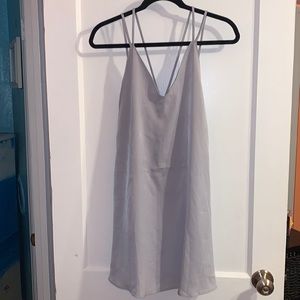 Dress, grey, open-back, strappy, size small